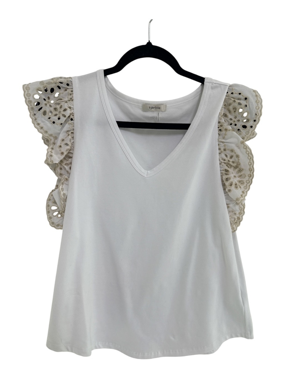 Tyler Boe Erin Eyelet Sleeve Tee Top - Picture 2 of 6